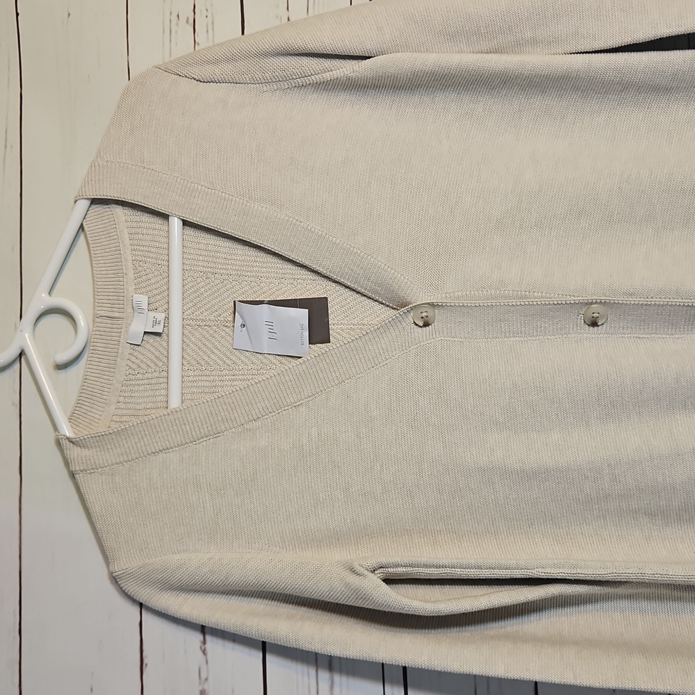 J Jill Button Front Knit Duster Cardigan Pockets Long Sleeve Neutral ,SZ XS - Picture 2 of 8